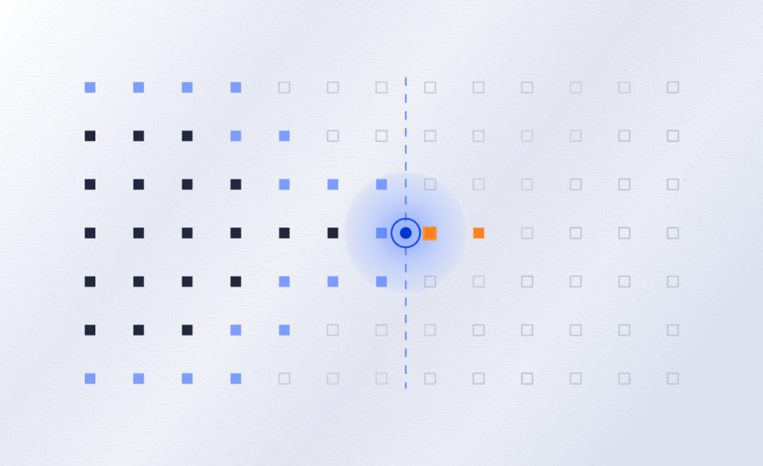 A rail of interim looks reaching a decision node early